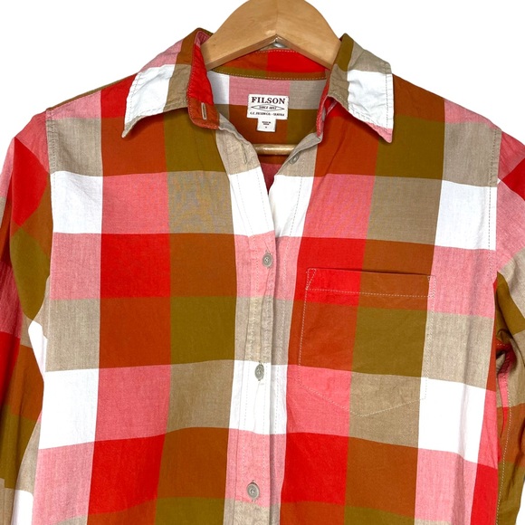 Filson Plaid Button Down Shirt Size Small Lightweight 100% Cotton Fall Western - Picture 2 of 6